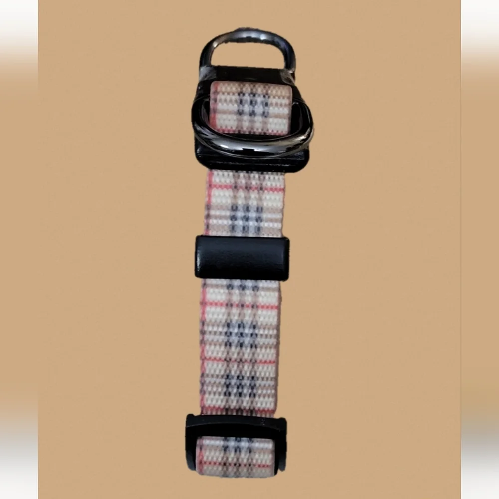 Plaid Dog Collar with Metal Buckle